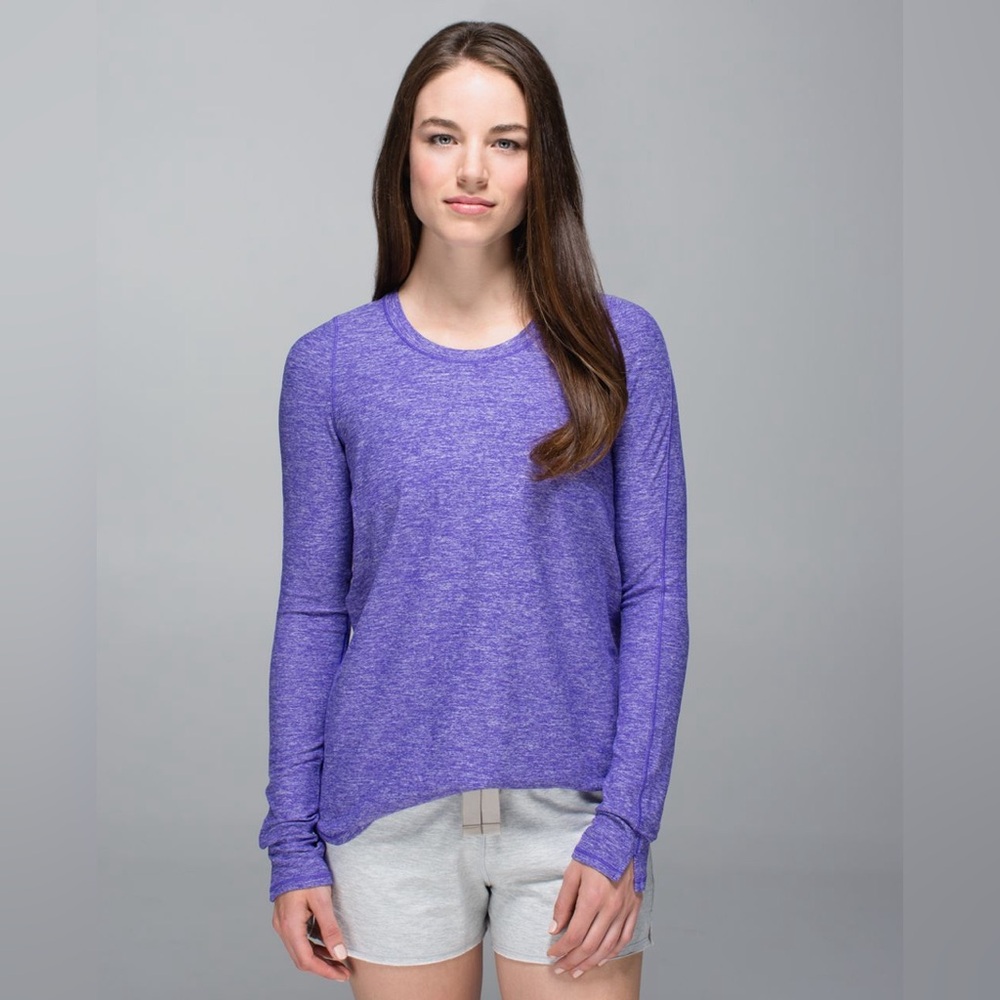 Lululemon Tuck & Flow long Sleeve Rulu light Heathered Yoga Workout Top